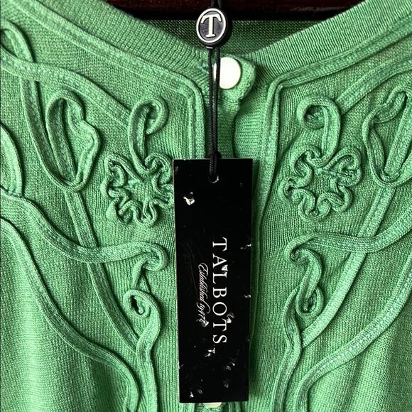 NWT Talbots Silk/Cotton Green Embroidered Cardigan - size 1X - Picture 3 of 13